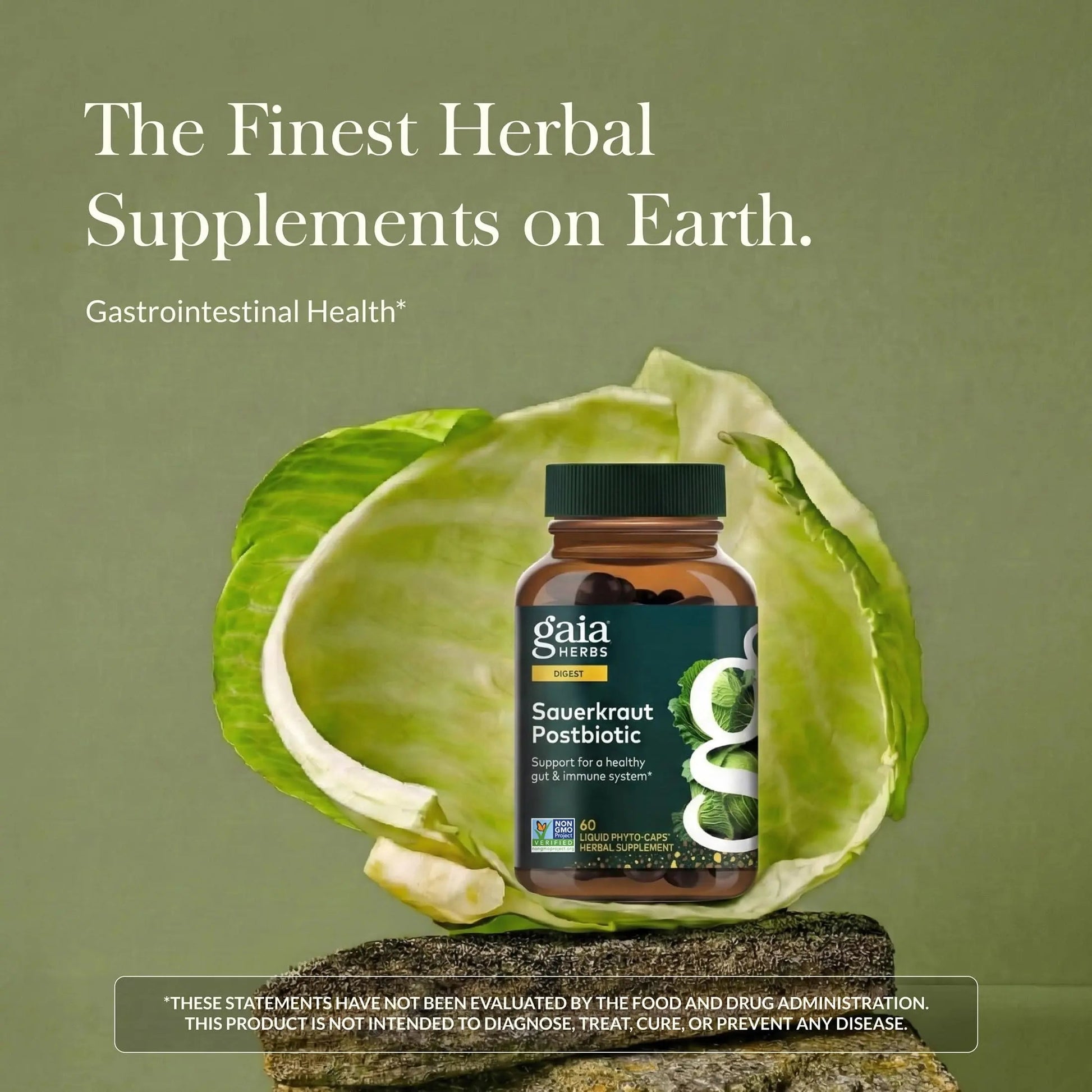 Gaia Herbs Sauerkraut Postbiotic - Gut Health & Immune Support Supplement* - Made with Fermented Sauerkraut - Free from Dairy, Soy & Gluten - 60 Vegan Liquid Phyto-Caps (30 Servings) Gaia HerbsBuy Supplements Australia