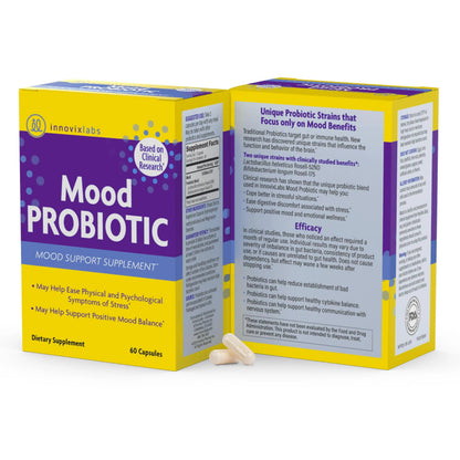 InnovixLabs Mood Probiotic for Women & Men, Clinically Studied Digestive & Mood Support Supplement, Lactobacillus helveticus Rosell-52ND & Bifidobacterium longum Rosell-175, 60 Capsules InnovixLabsBuy Supplements Australia