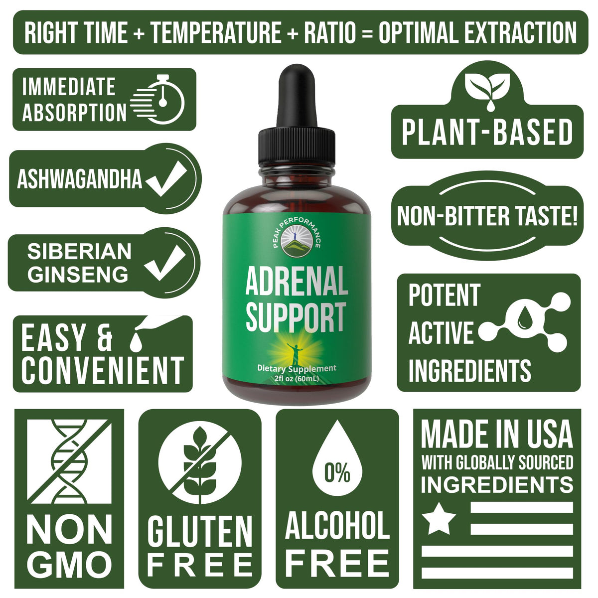Peak Performance Adrenal Support Supplements to Restore Energy from Adrenal Fatigue. Liquid Drops Complex for Women and Men. Supports Healthy Cortisol Management. Supplement with Adaptogens Peak PerformanceBuy Supplements Australia