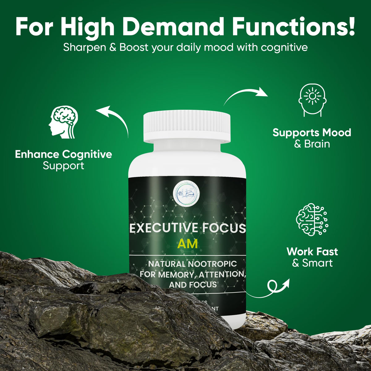 12-in-1 Natural Nootropic Brain Supplement for Memory and Focus, Nootropic for Men & Women, Brain Support Pill for Adults, Brain Vitamins - Focus 30 Day Supply Executive FocusBuy Supplements Australia