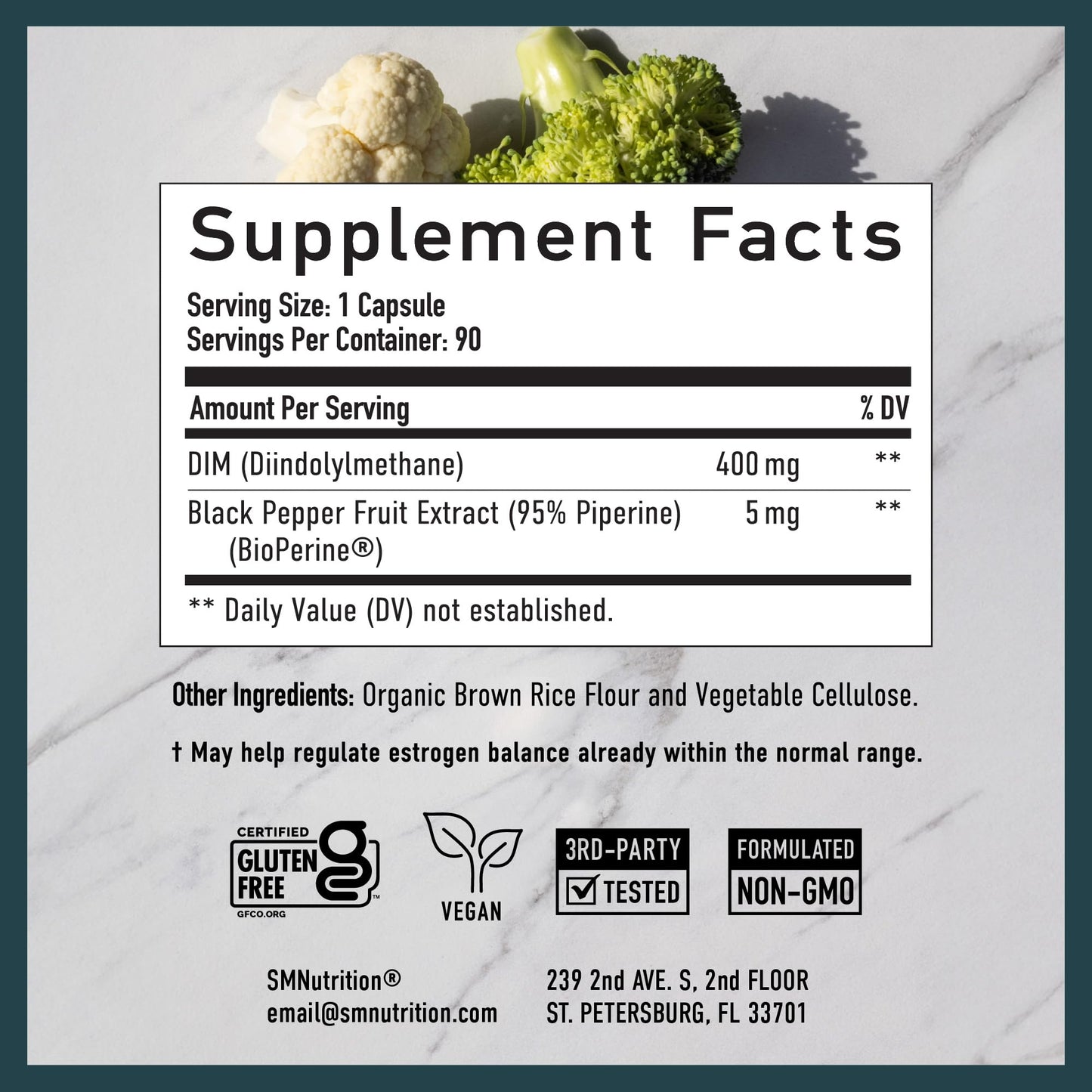 DIM Supplement 400MG Extra Strength | Hormone Balance for Men and Women | Menopause, Acne, Hot Flashes Relief, Prostate Support & Antioxidant Support | Soy-Free, Gluten-Free | SMNutrition | 90 Ct. SMNutritionBuy Supplements Australia