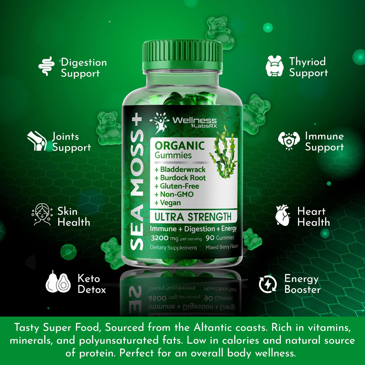 WELLNESS LABSRX Sea Moss Gummies, 3200mg Organic Seamoss, Irish Sea Moss WELLNESS LABSRXBuy Supplements Australia