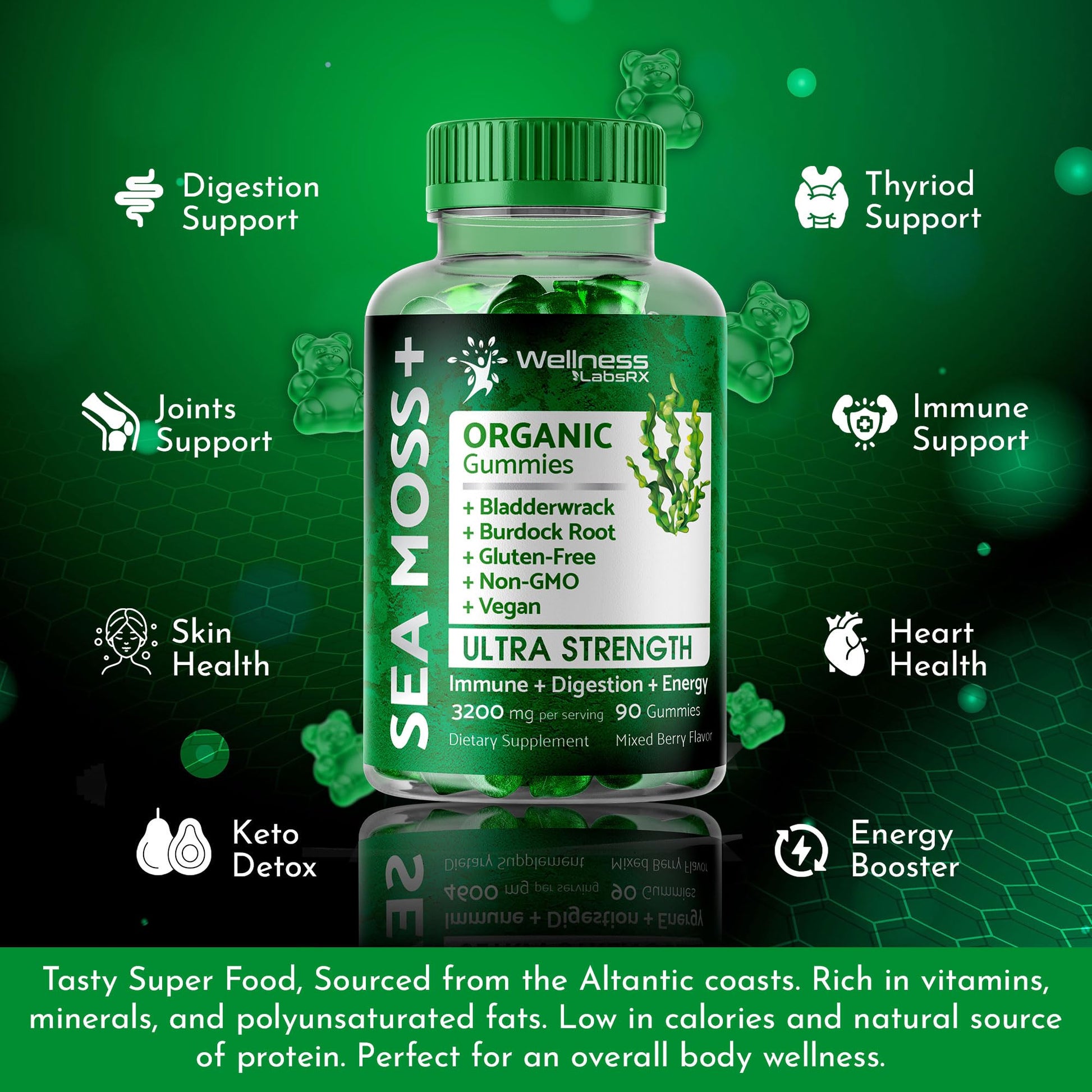 WELLNESS LABSRX Sea Moss Gummies, 3200mg Organic Seamoss, Irish Sea Moss WELLNESS LABSRXBuy Supplements Australia