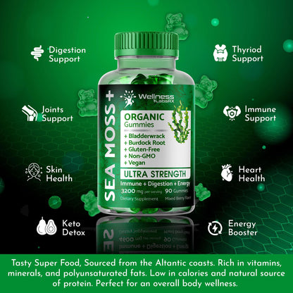 WELLNESS LABSRX Sea Moss Gummies, 3200mg Organic Seamoss, Irish Sea Moss WELLNESS LABSRXBuy Supplements Australia