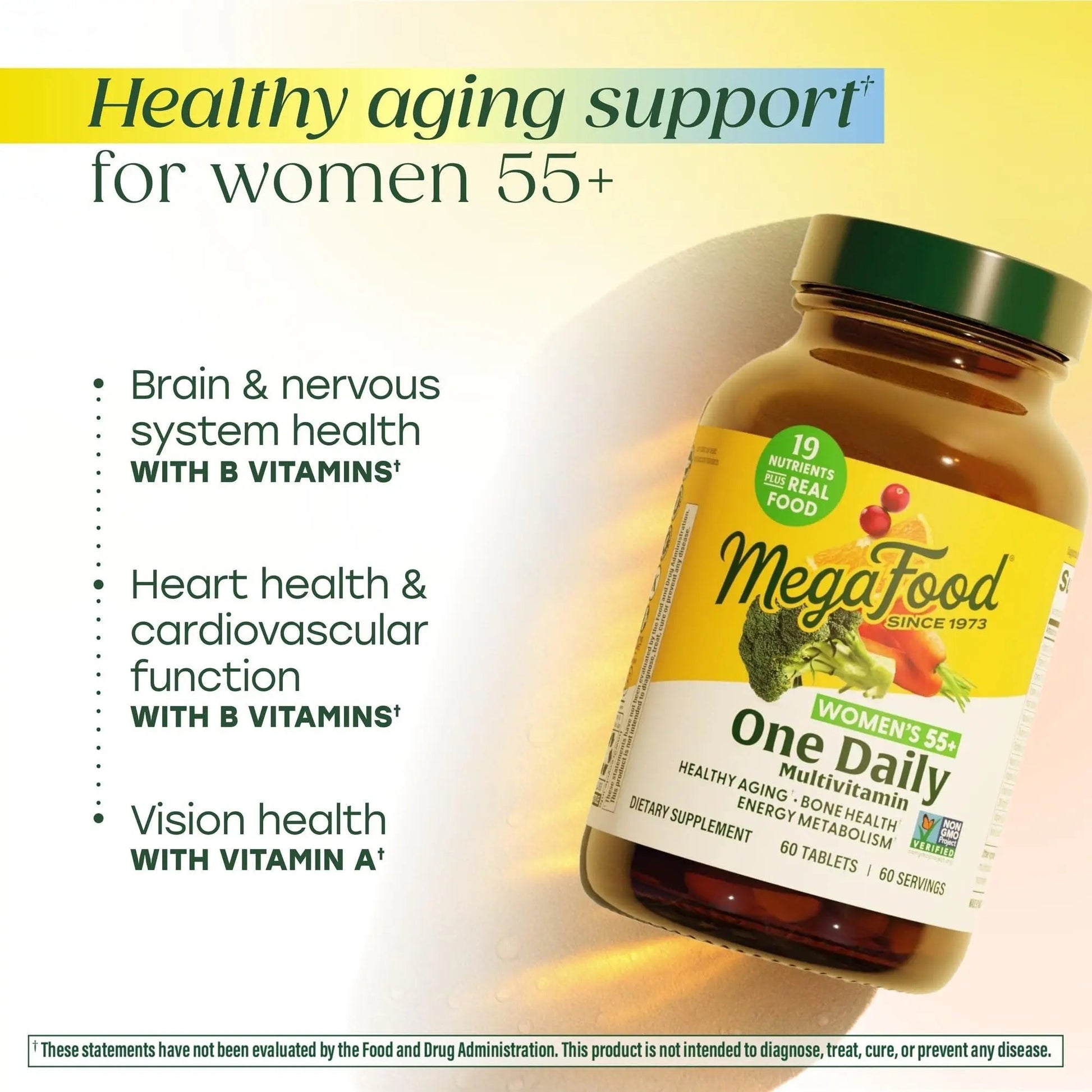 MegaFood Multivitamin for Women 55+ One Daily Womens Multivitamin with Vitamin D3, C, Zinc & Bioavailable Vitamin B12 & Folate MegaFood