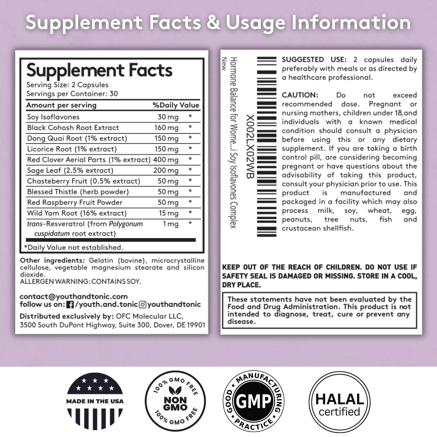 Youth & Tonic Her Hormone Balance – Menopause Supplement for Women, Perimenopause Support, Non-Hormonal Herbal Formula with Black Cohosh for Hot Flashes & Night Sweats, 60 Capsules Youth & TonicBuy Supplements Australia
