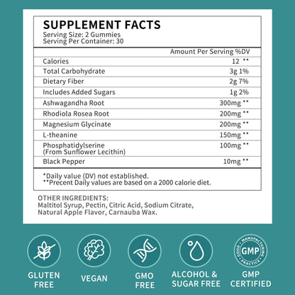 Cortisol Supplements Gummies for Women, Cortisol Reducer w.Ashwagandha Rhodiola Rosea Magnesium L-Theanine Phosphatidylserine Black Peper, Hormone Balanced & Lower Cortisol - 30 Day Vegan Supply HerbanceBuy Supplements Australia