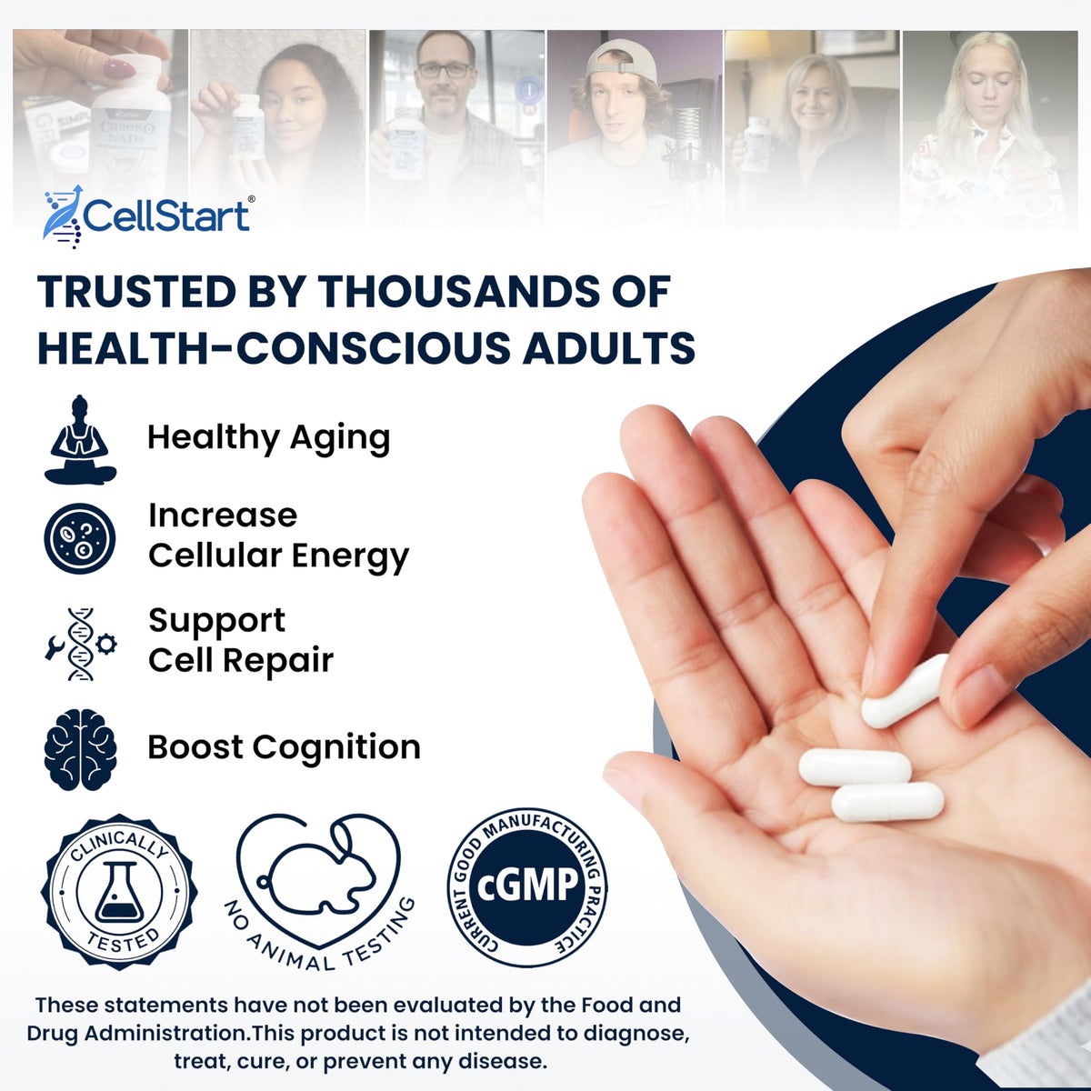 CellStart NAD+ Resveratrol Supplement 60 Capsules of 500mg | Anti Aging & Cellular Support Supplements for Women & Men - NAD Supplement Made in USA, (1-Month Supply) CellStartBuy Supplements Australia