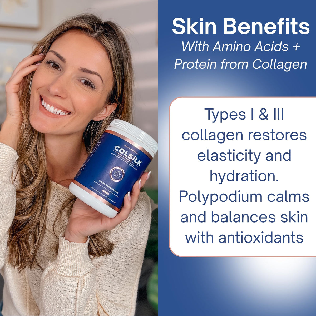 SRILabs ColSilk Unflavored Hydrolyzed Collagen Powder with Colostrum and Polypodium - Skin, Hair, Nails, Gut Health and Joint Support - One Scoop Daily | 1 Month Supply Skin Research InstituteBuy Supplements Australia