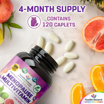 YounGlo Research Menopause Supplement - 120 Vegan Caplets - Menopause & Perimenopause Relief Support - Food and Dietary Vitamins - Multivitamin for Women YounGlo ResearchBuy Supplements Australia