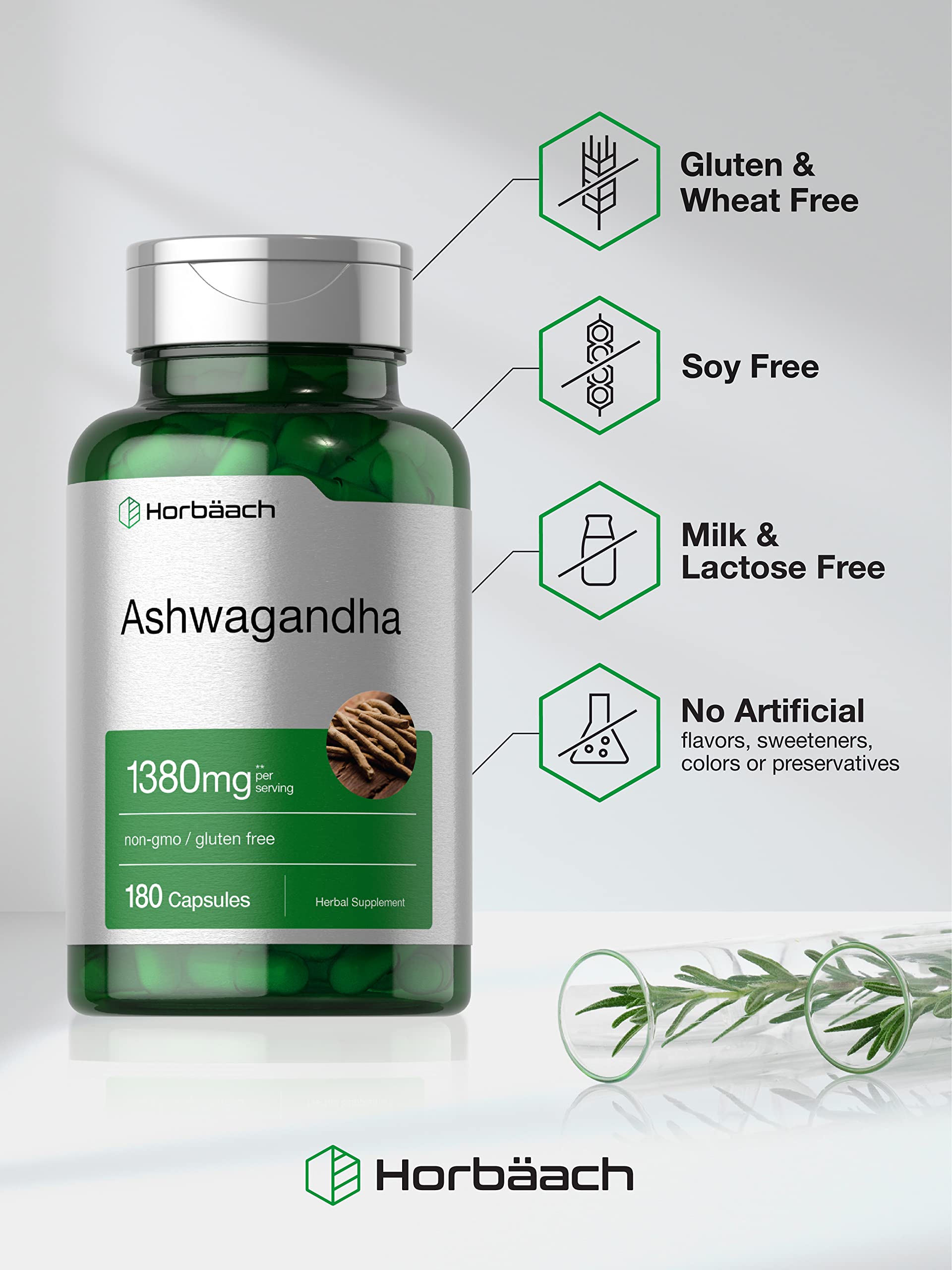 Horbäach Ashwagandha Root Supplement | 180 Capsules | for Women and Men | Herbal Extract | Non-GMO, Gluten Free HorbäachBuy Supplements Australia