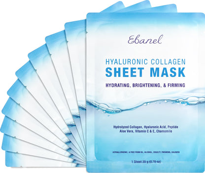 Ebanel 10 Pack Collagen Face Mask with Hyaluronic Acid, Vitamin C, Peptide, Aloe, Instant Brightening Hydrating Face Masks Skincare Korean Sheet Mask, Skin Firming, Lifting Anti Aging Facial Masks Ebanel buy supplements Au