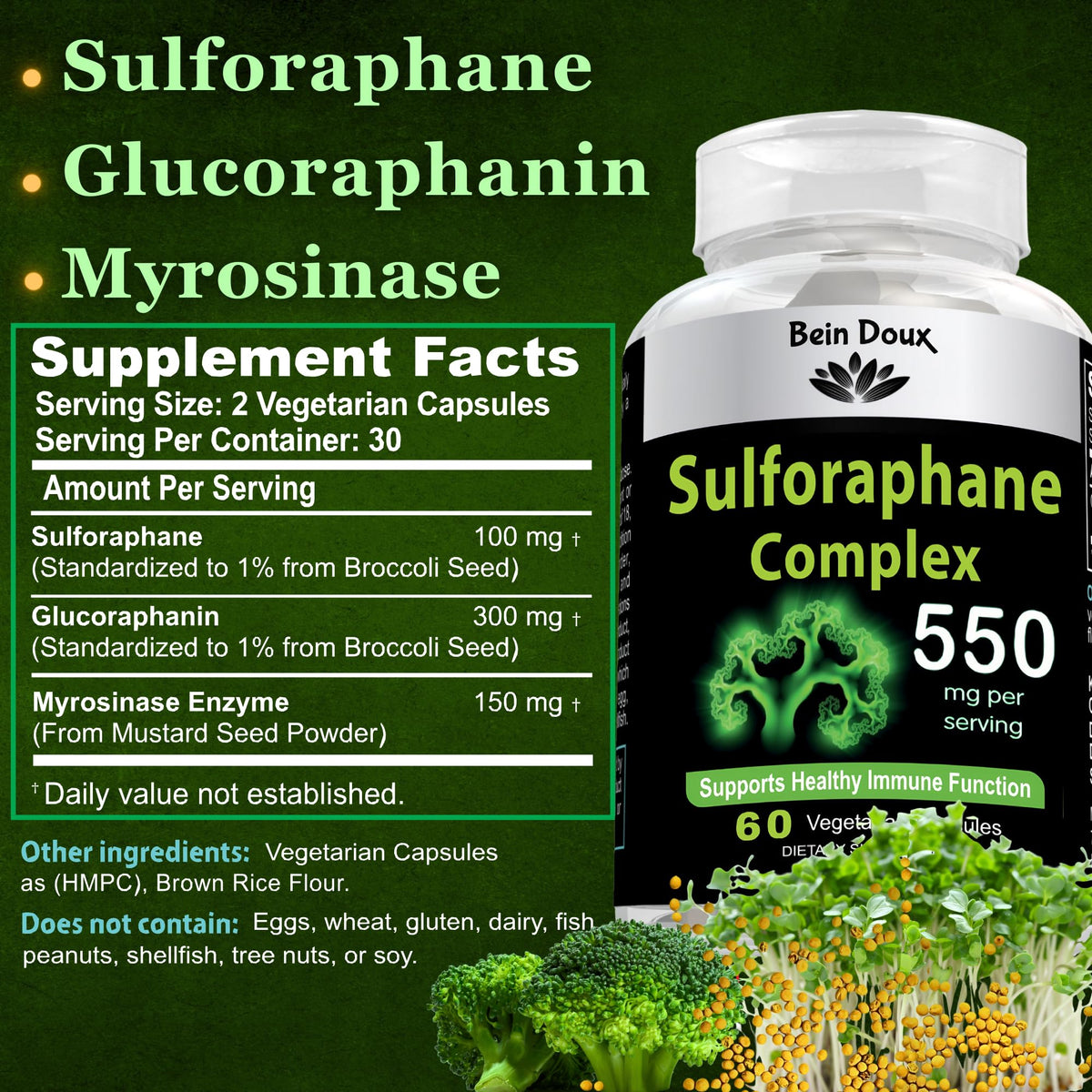 550mg Sulforaphane Supplement with Glucoraphanin and Myrosinase | Broccoli Supplemen BEIN DOUXBuy Supplements Australia