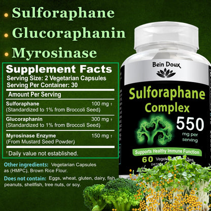 550mg Sulforaphane Supplement with Glucoraphanin and Myrosinase | Broccoli Supplemen BEIN DOUXBuy Supplements Australia