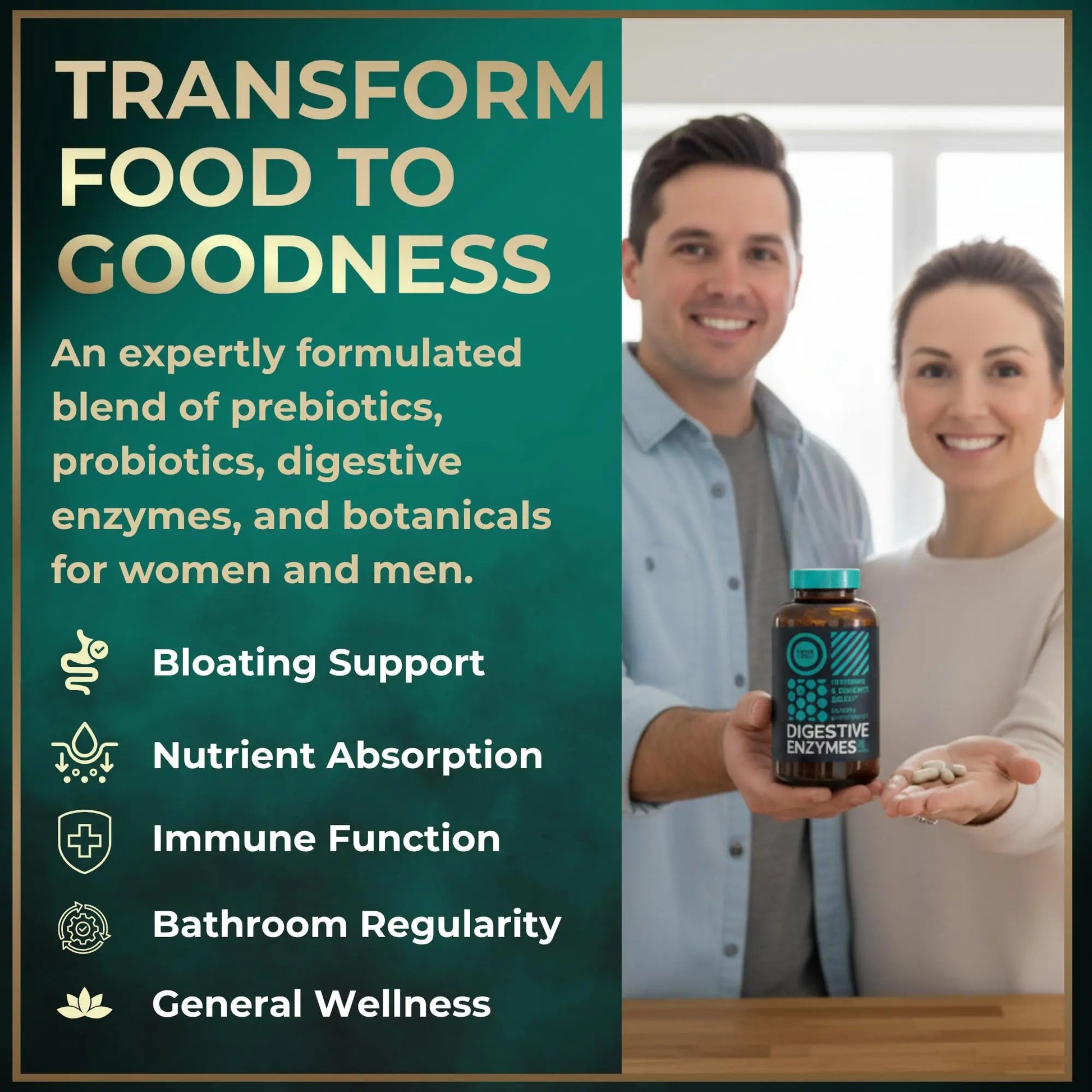 Digestive Enzymes for Women and Men with Probiotics and Prebiotics - Vegan Digestive Enzyme Blend - Bloating Support, Gut Health & Digestion Supplement with Artichoke Ginger Turmeric - 180 Capsules WILD FUELBuy Supplements Australia