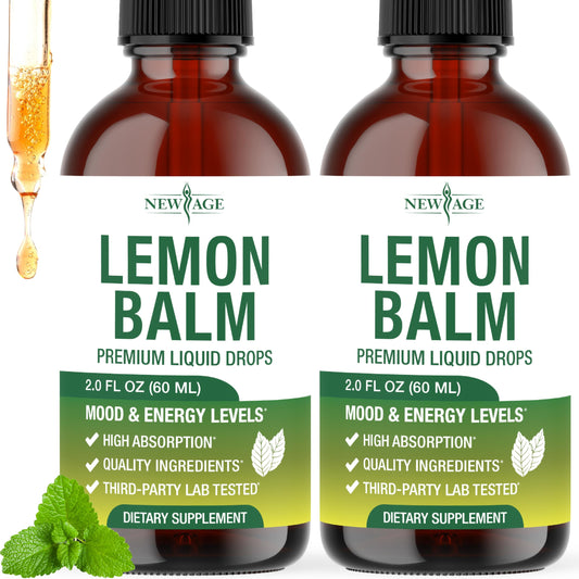 NEW AGE Lemon Balm Tincture - Mood Support Supplement - Lemon Balm Leaf Extract Drops - Vegan, Sugar & Alcohol-Free Calming Supplement - 4 fl oz NEW AGE buy supplements Au