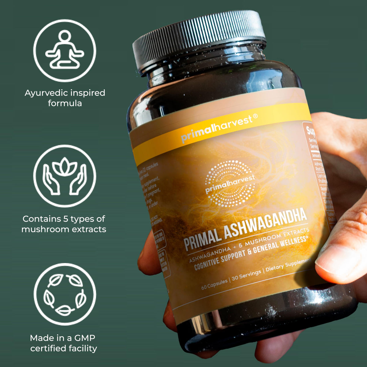 Primal Harvest Ashwagandha Supplement with 5 Mushroom Extracts: Lion’s Mane, Reishi, Cordyceps, Turkey Tail & Maitake for Immune Support & Cognitive Health Primal HarvestBuy Supplements Australia