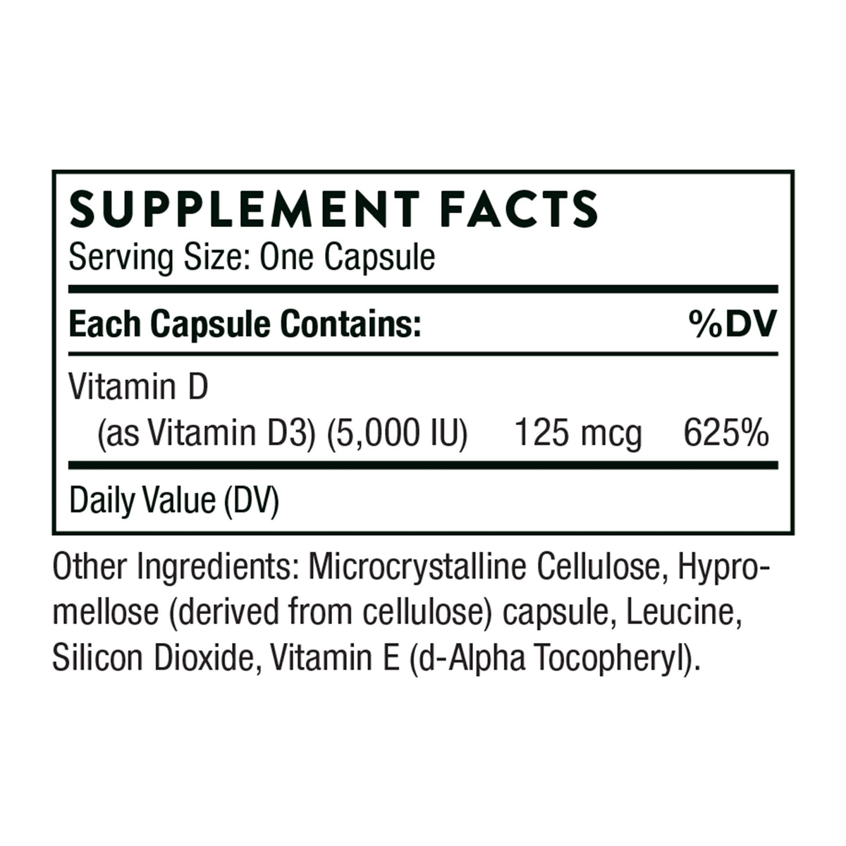 THORNE Vitamin D-5000 - Vitamin D3 Supplement - Support Healthy Bones, Teeth THORNEBuy Supplements Australia