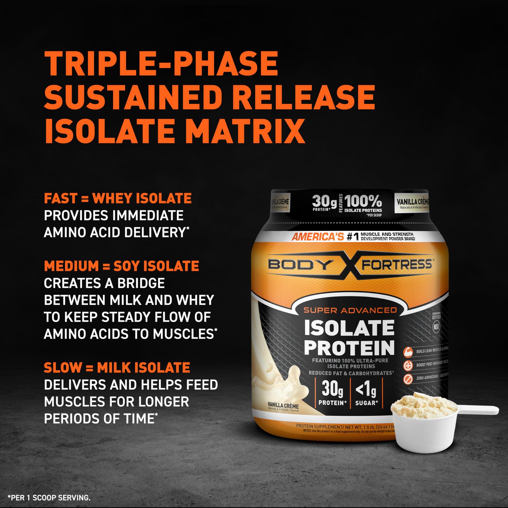 Body Fortress Super Advanced Isolate Protein Powder, Gluten Free, Vanilla Creme Flavored Body FortressBuy Supplements Australia