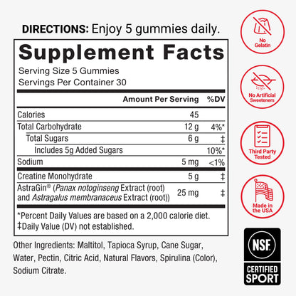 Force Factor Creatine Monohydrate Gummies, NSF Certified, 5g Dose for Men & Women to Support Muscle, Strength, Recovery, Cognitive Health & Memory, Packaging May Vary, Blue Raspberry, 150 Gummies Force FactorBuy Supplements Australia