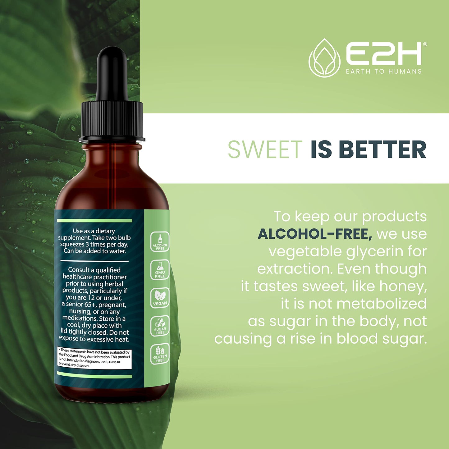 E2H Ashwagandha Liquid Drops - All-Natural Ashwagandha Supplement for Stress Relief and Mood Enhancer- Organic Ashwagandha Root Extract Effective Cortisol Manager | Non-GMO, Vegan | 2 Fl Oz E2H EARTH TO HUMANSBuy Supplements Australia