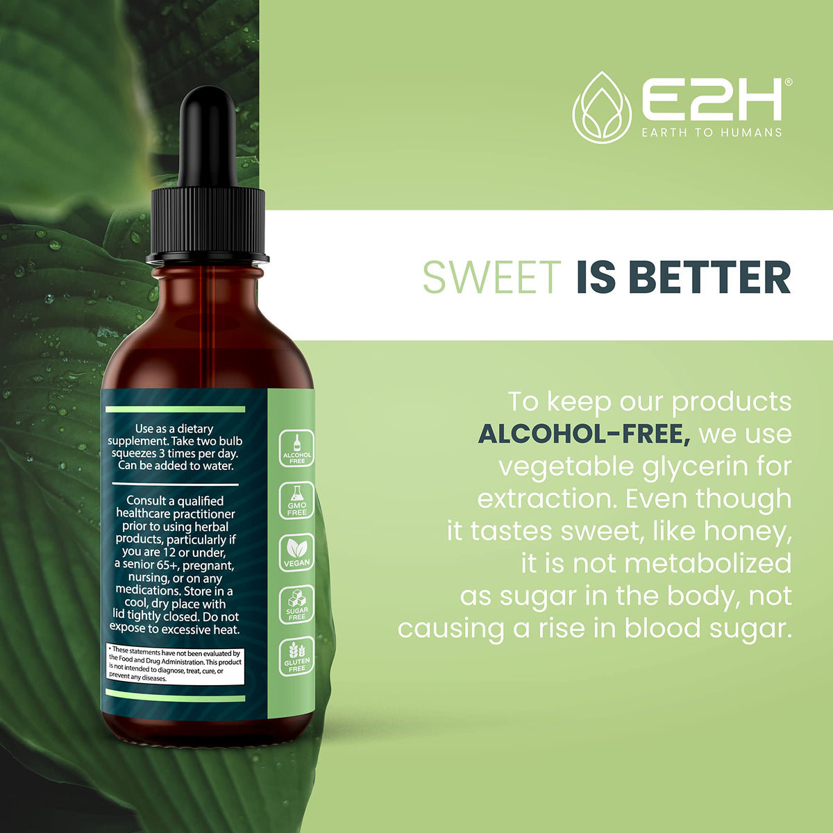 E2H Ashwagandha Liquid Drops - All-Natural Ashwagandha Supplement for Stress Relief and Mood Enhancer- Organic Ashwagandha Root Extract Effective Cortisol Manager | Non-GMO, Vegan | 2 Fl Oz E2H EARTH TO HUMANSBuy Supplements Australia
