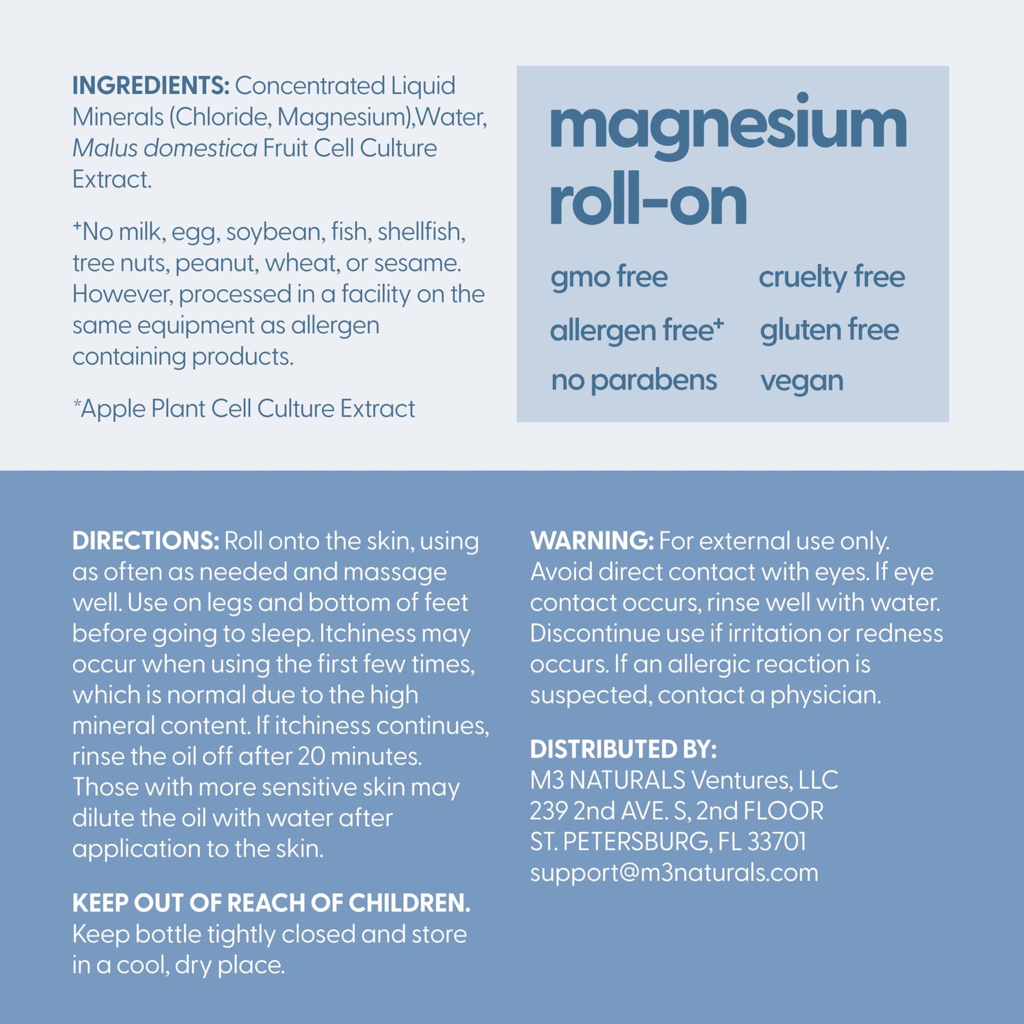Magnesium Roll On for Adults & Kids, Easy Application for Sore Muscles, Feet, Joints and Leg Cramps, Helps with Sleeping and Post-Workout Recovery, for Sensitive Skin, 3 fl oz, by M3 M3 NaturalsBuy Supplements Australia
