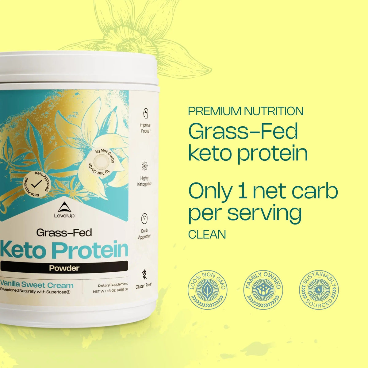 LevelUp Keto Protein, with Collagen Peptides, Energizing MCT, Whey Isolate Protein, Ketogenic Protein Powder Supplement - Vanilla Sweet Cream LevelUpBuy Supplements Australia
