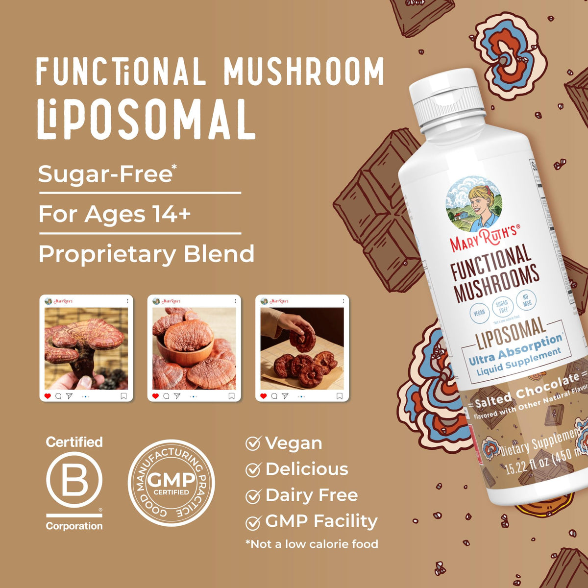 MaryRuth Organics Mushroom, Mushroom Supplement, Mushroom Liquid Vitamin, Reishi Mushroom Supplement for Immune Support, Turkey Tail Vitamin for Stress Relief, Vegan, Non-GMO, Gluten Free, 15.22 Fl Oz MARYRUTH'SBuy Supplements Australia
