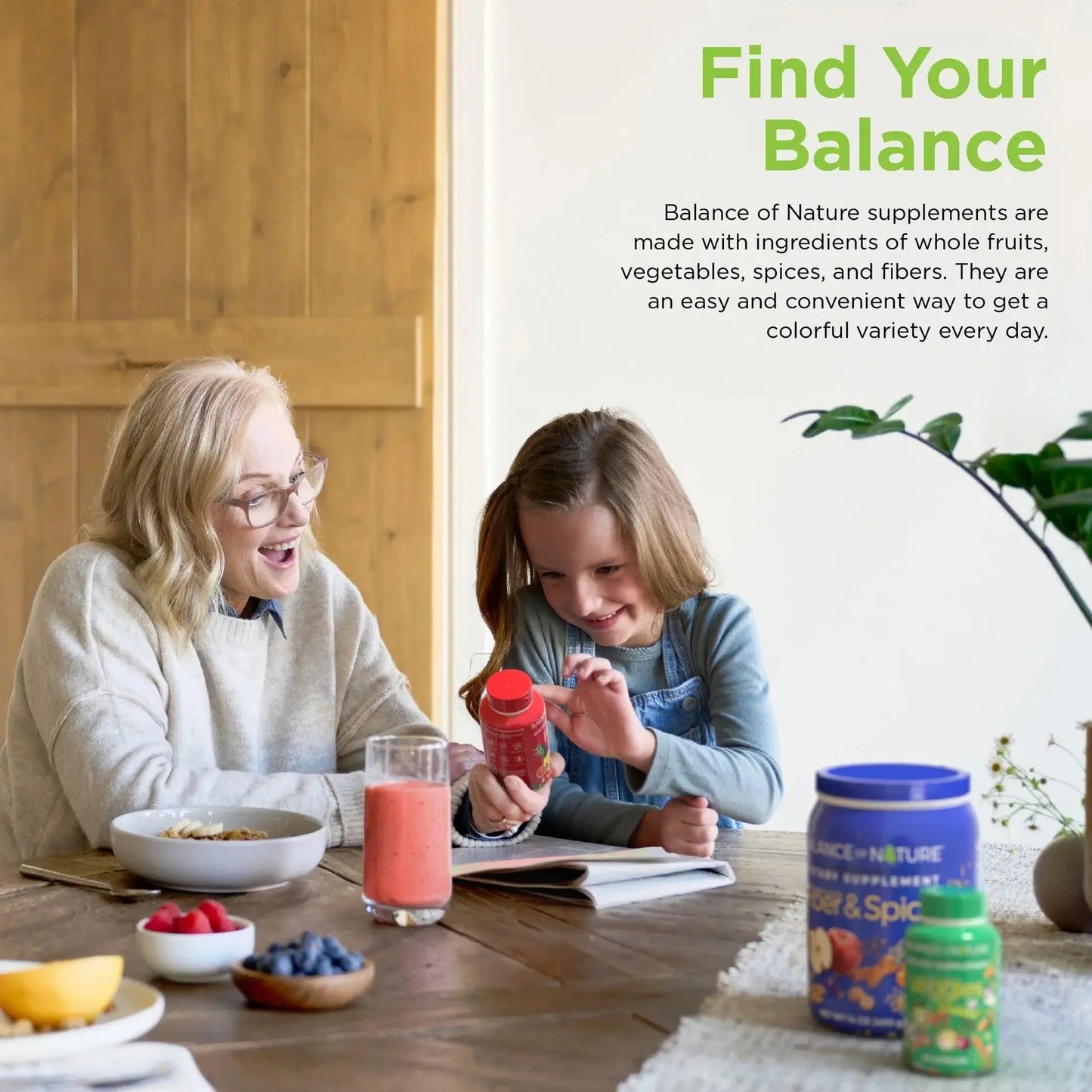 Balance of Nature Fruits & Veggies Supplements - Whole Fruit and Vegetable Ingredients for Women, Men, and Kids - 90 Fruits Capsules, 90 Veggies Capsules - 1 Set Balance of Nature