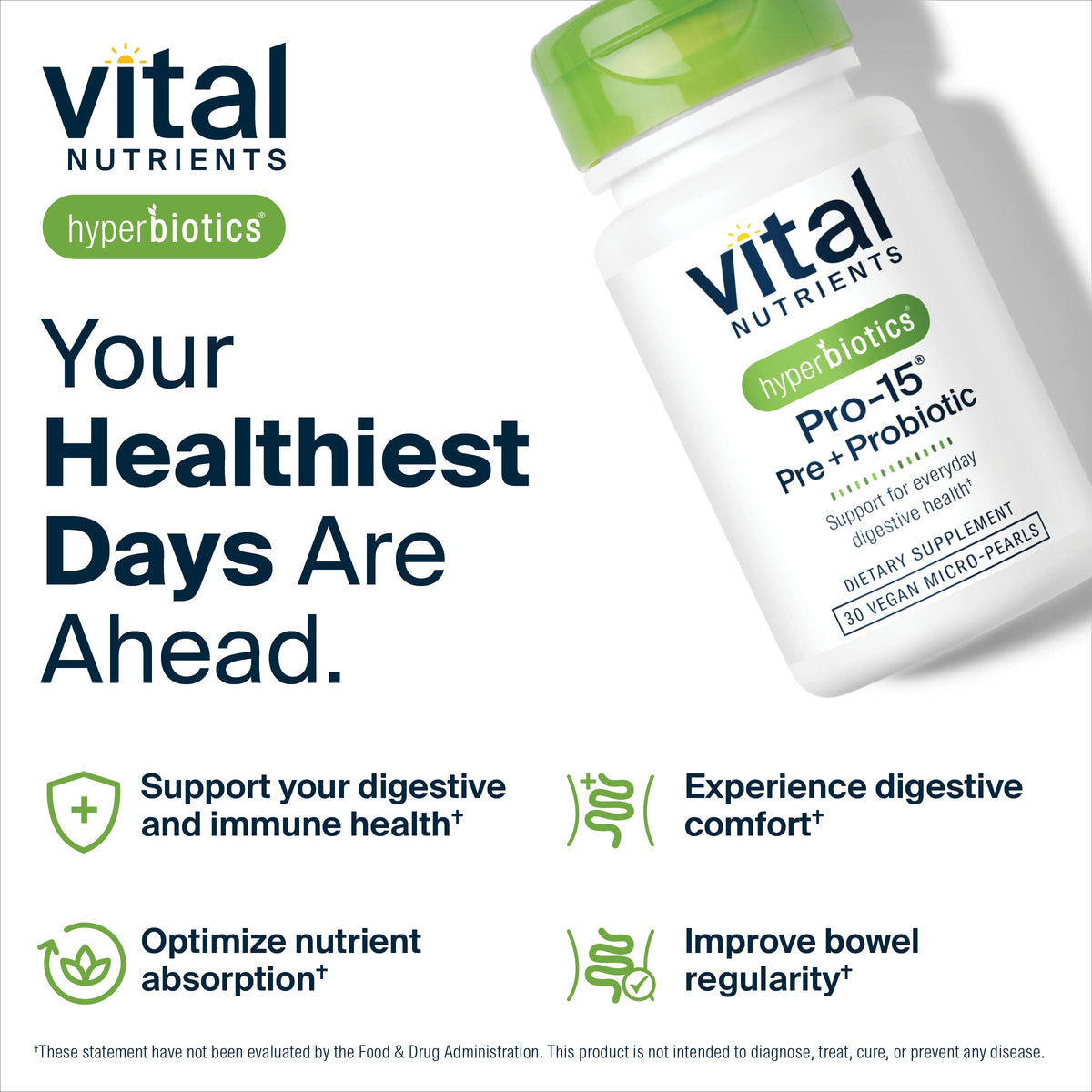 Hyperbiotics Vital Nutrients Pro-15 Prebiotics and Probiotics for Women and Men | 15 Science Backed Strains | Supports Occasional Constipation, Diarrhea, Gas & Bloating | 30 Vegan Time Release Pearls HyperbioticsBuy Supplements Australia