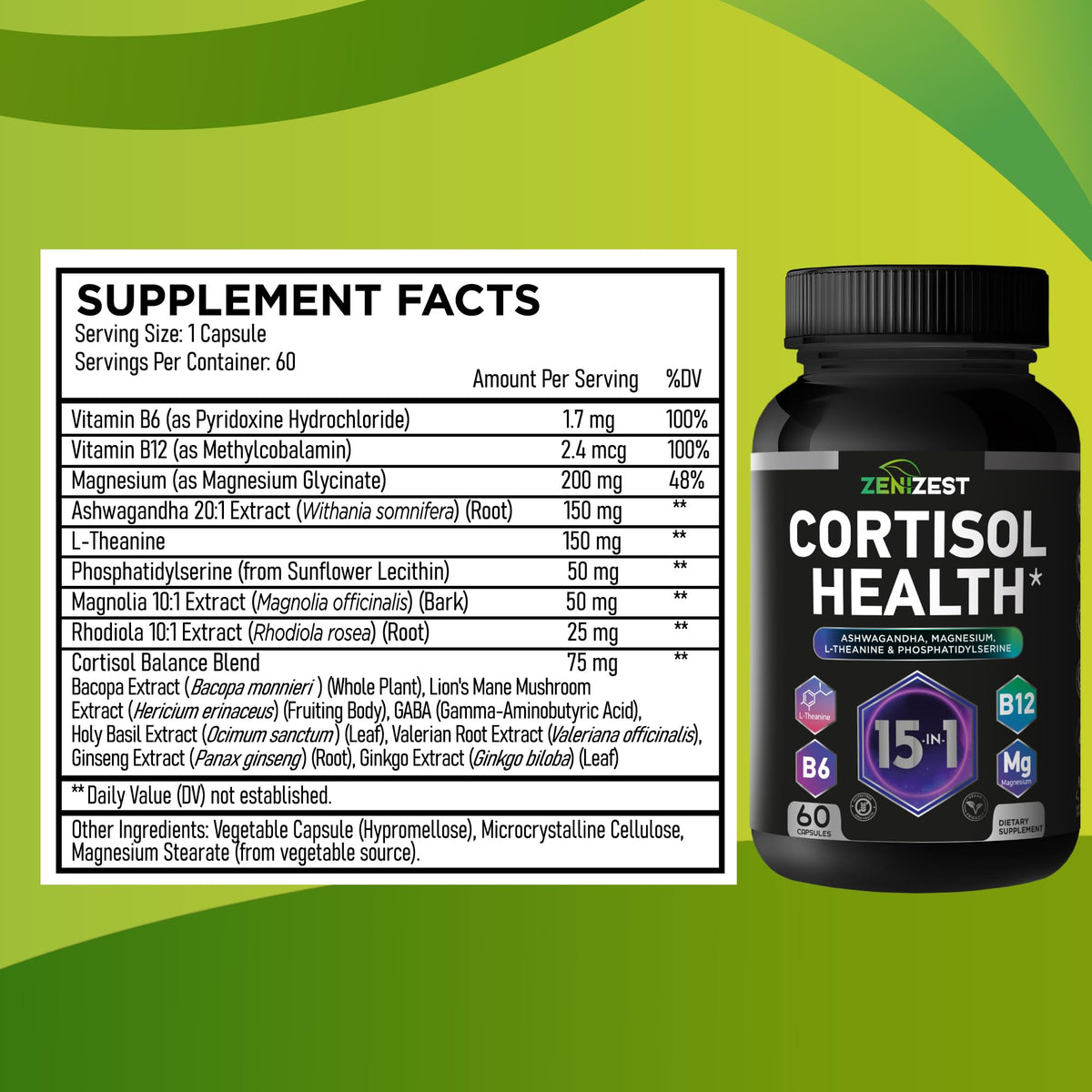 Cortisol Detox Supplement for Women Men - Control & Lower High Cortisol Level - Adrenal Health Balance Cleanse Sleep Stress Support - Magnesium Ashwagandha L-Theanine Cortisol Blocker Reducer ZeniZestBuy Supplements Australia