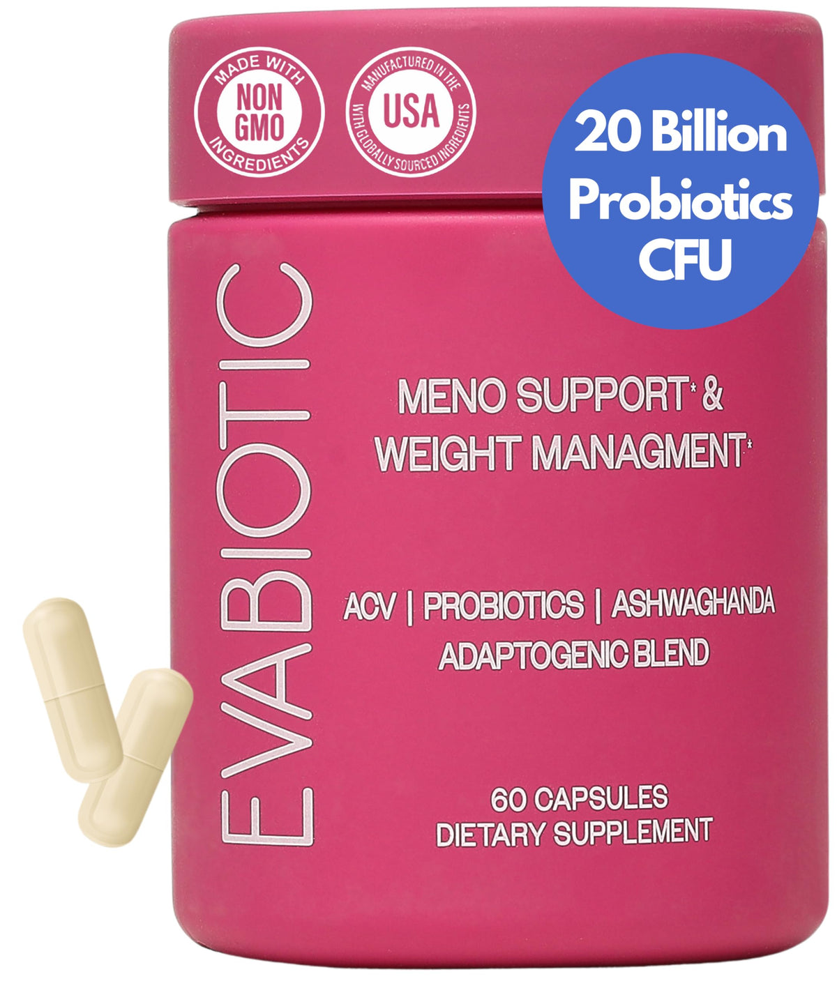 Complete Menopause Vitamins - Ashwaghanda, Probiotics, ACV for Weight Management, Hot Flashes, Night Sweats, Bloat, Hormone Balance - Vegan 60 Caps Menopause Supplements for Women Non-GMO EVABIOTICBuy Supplements Australia