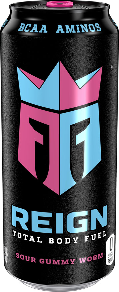 Reign Total Body Fuel, Sour Gummy Worm, Fitness & Performance Drink, 16 Fl Oz (Pack of 12) REIGNBuy Supplements Australia