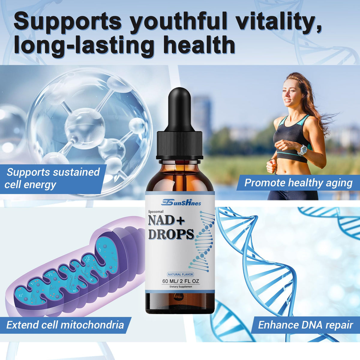 tsunshnes Liposomal NAD+800mg, NAD+ Supplement Drops - NMN or Nicotinamide Riboside Alternative, Healthy Aging Energy Metabolism and Vitality, NAD Liquid Supplement for Maximum Absorption tsunshnesBuy Supplements Australia