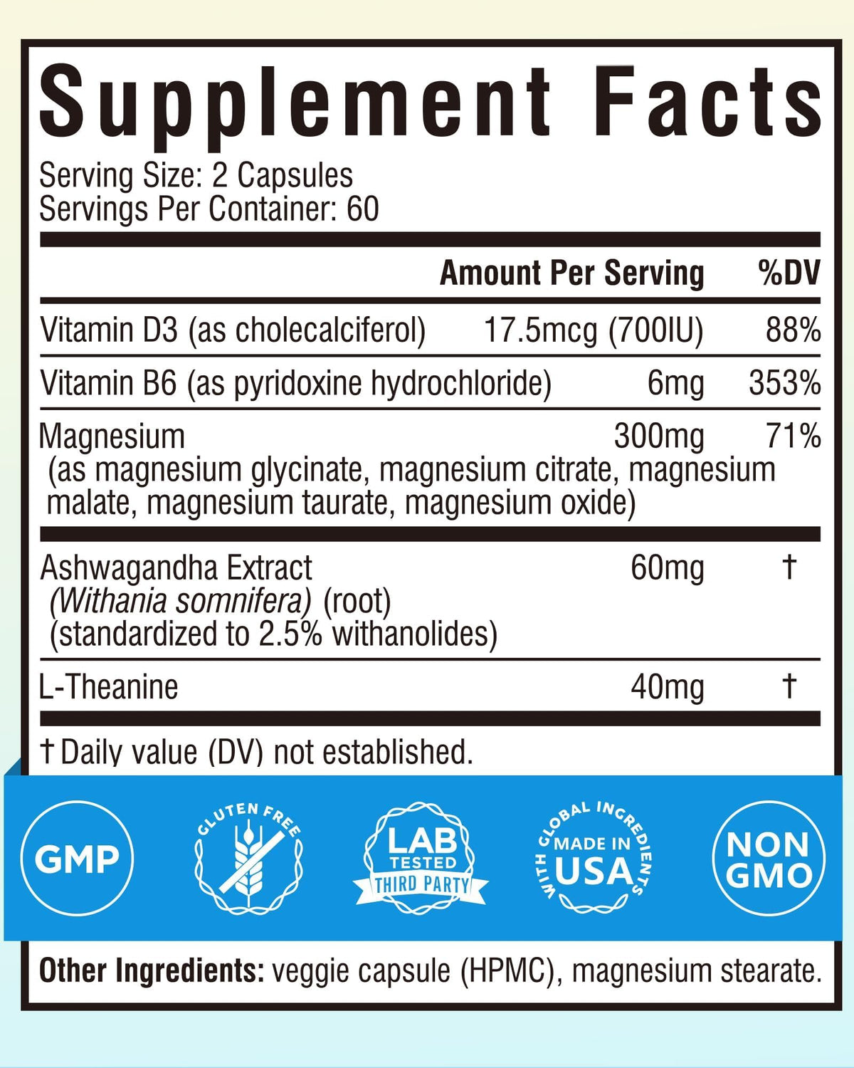 Terranics Magnesium Complex Supplement with Glycinate, Citrate, Taurate & Malate | Supports Nerve & Mood Health | Includes Ashwagandha, L-Theanine, Vitamin D3 & B6 | 120 Capsules | Non-GMO TerranicsBuy Supplements Australia