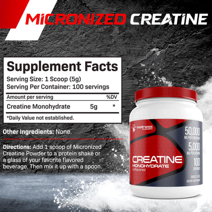 Creatine Monohydrate Powder - 5000mg Micronized for Muscle Growth, Enhanced WELLNESS LABSRXBuy Supplements Australia