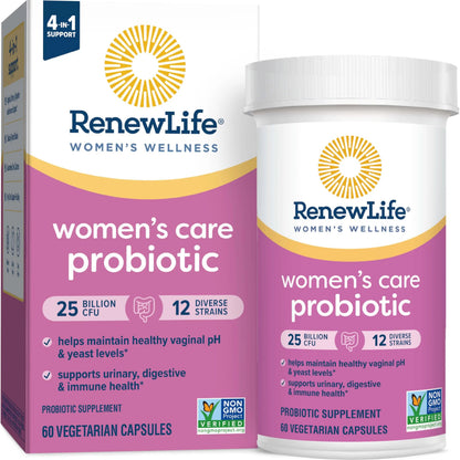 Renew Life Women's Probiotic Capsules, Supports pH Balance for Women, Vaginal, Urinary, Digestive and Immune Health, L. Rhamnosus GG, Dairy, Soy and Gluten-Free, 25 Billion CFU - 60 Ct Renew LifeBuy Supplements Australia
