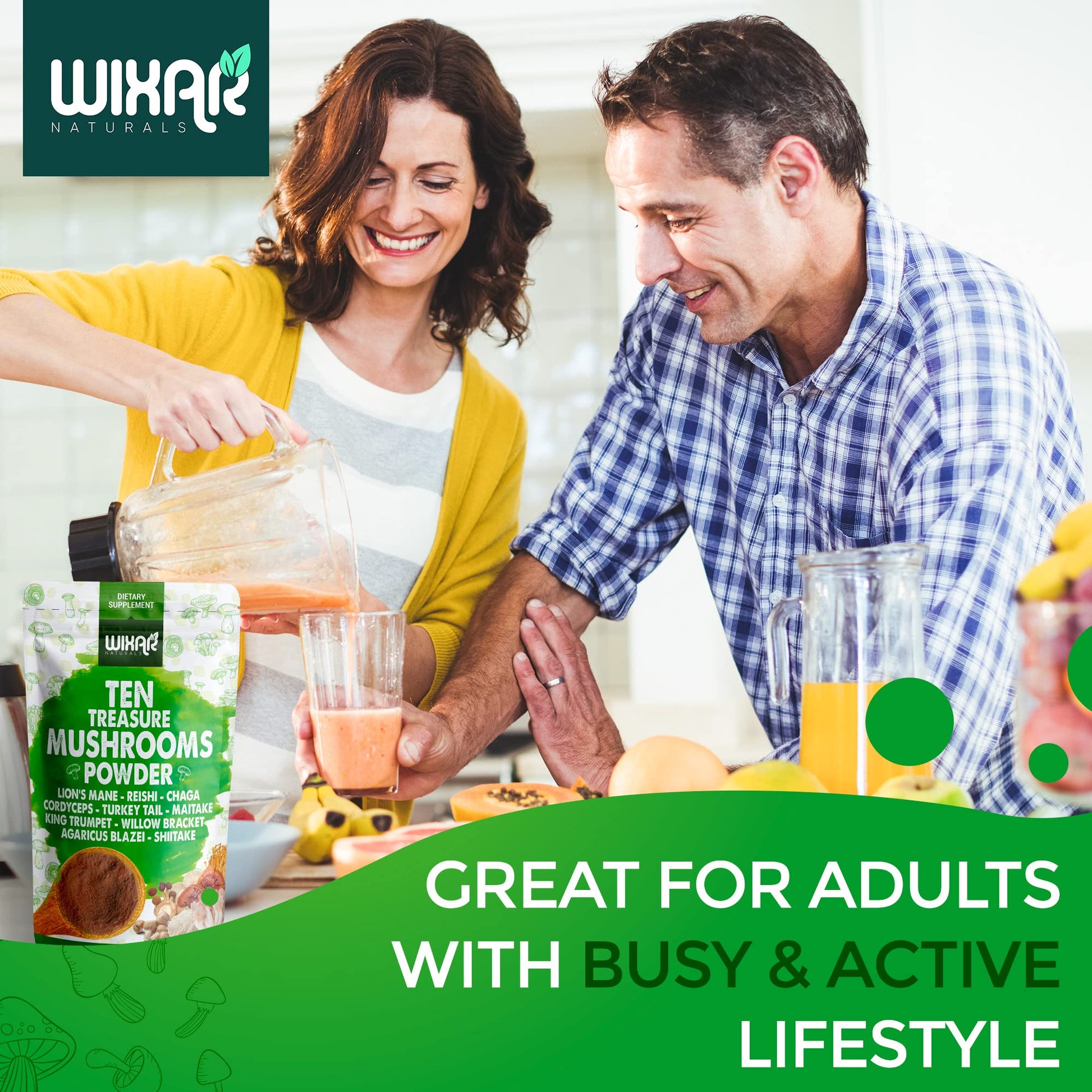 Wixar Mushroom Powder - Ten Treasure Mushrooms Extract Supplement Blend for Coffee WIXAR NATURALSBuy Supplements Australia