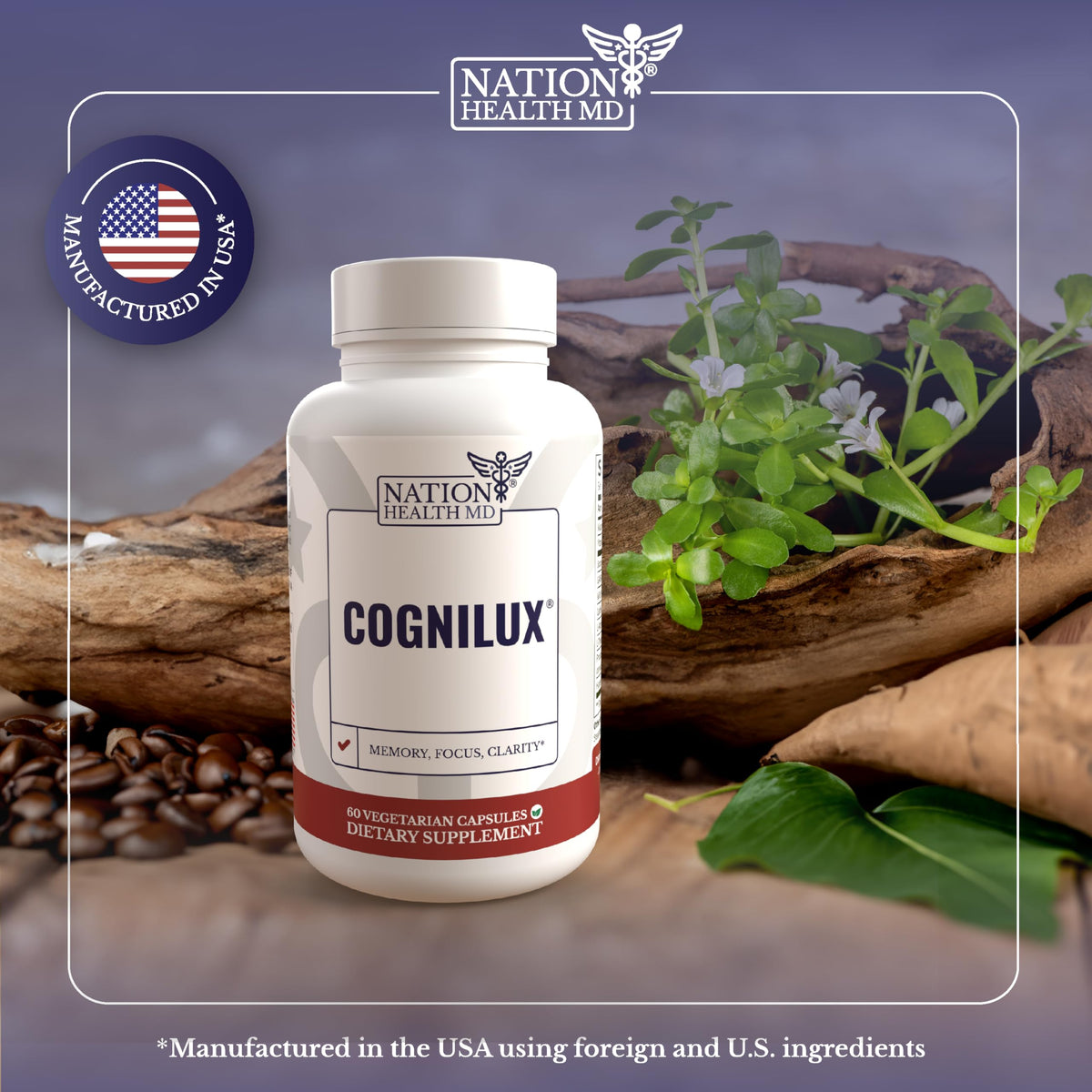 NATION HEALTH MD Cognilux - Brain Supplements for Memory and Focus - Nootropic Focus Supplement with Niacin, Vitamin B6, GABA and More - Memory Supplement for Brain, Brain Health NATION HEALTH MDBuy Supplements Australia