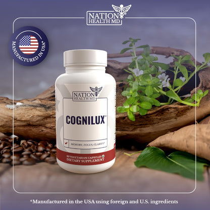 NATION HEALTH MD Cognilux - Brain Supplements for Memory and Focus - Nootropic Focus Supplement with Niacin, Vitamin B6, GABA and More - Memory Supplement for Brain, Brain Health NATION HEALTH MDBuy Supplements Australia