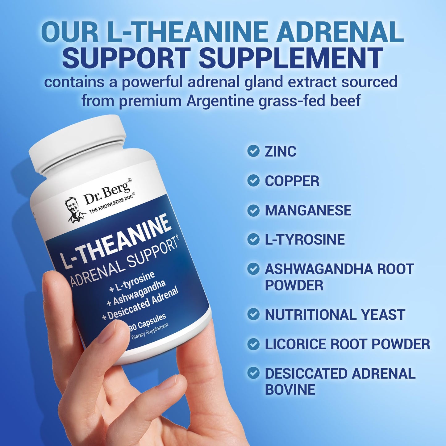 Dr. Berg L-Theanine 200mg - Includes Zinc, Copper, L-Tyrosine, & Ashwagandha – L-Theanine Supplement Adrenal Support - for Relaxation, Stress Relief, and Mental Clarity* – 90 Gelatin Capsules Dr. Berg NutritionalsBuy Supplements Australia