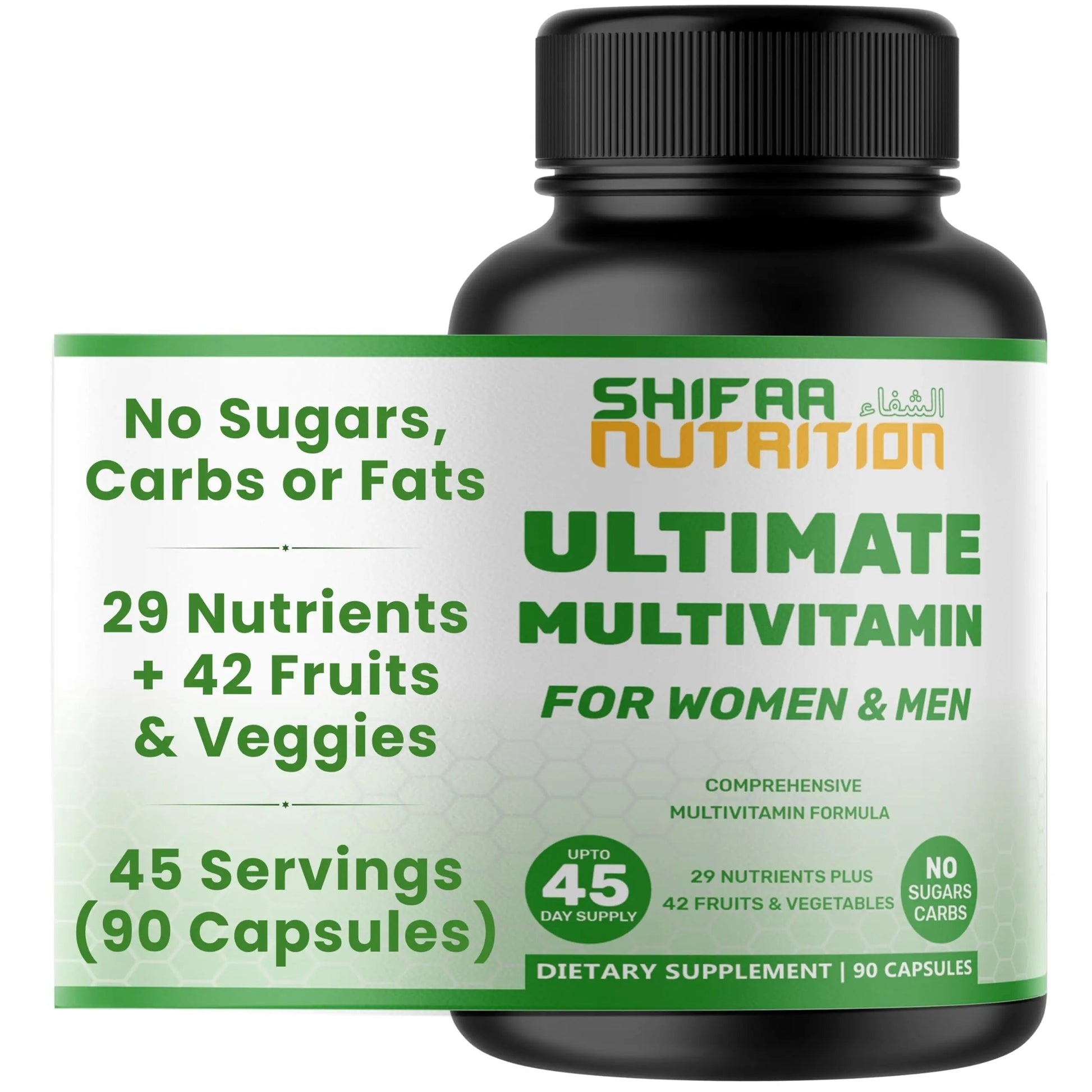SHIFAA NUTRITION Halal Vitamins, Multivitamin for Women & Men – Comprehensive Support for Heart, Brain, Eye & Immune Health SHIFAA NUTRITION