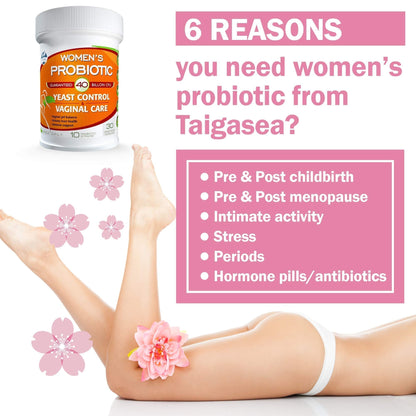 TAIGASEA Probiotics for Women, 40 Billion CFU, 10 Strains for Yeast Control, Vaginal and Urinary Tract Health TAIGASEABuy Supplements Australia