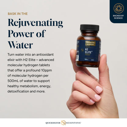Quicksilver Scientific H2 Elite - Molecular Hydrogen for Energy + Metabolism Support, Water Tablets Perfect for Open Containers - Magnesium Malate Drink Additive (30 Molecular Hydrogen Tablets) Quicksilver ScientificBuy Supplements Australia