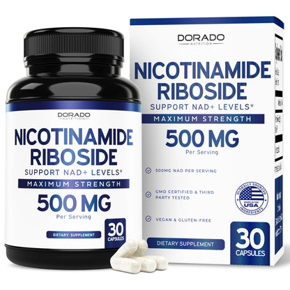 Nicotinamide Riboside 500mg (30 Count) NAD Supplement - NR Supplement For Women & Men to Support NAD+ Levels - NAD Booster - Third Party Tested - Vegan Safe, Non GMO & USA Made (30 Capsules) DORADO NUTRITIONBuy Supplements Australia