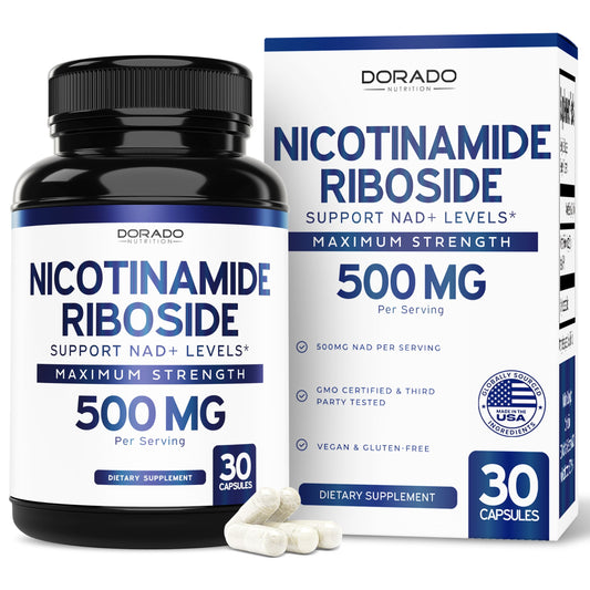 Nicotinamide Riboside 500mg (30 Count) NAD Supplement - NR Supplement For Women & Men to Support NAD+ Levels - NAD Booster - Third Party Tested - Vegan Safe, Non GMO & USA Made (30 Capsules) DORADO NUTRITIONBuy Supplements Australia
