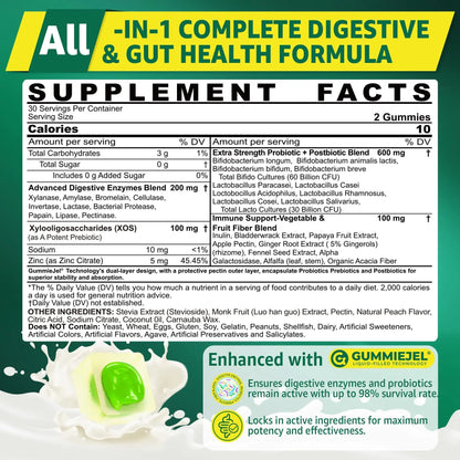 Digestive Enzymes Gummies for Women & Men, Multi-Enzymes with 90Billion CFU Probiotics and Prebiotics & Postbiotic, Vegetable & Fruit Fiber Blend, Super Enzymes for Digestive & Gut Health,Immune,60Cts EnvyCureBuy Supplements Australia