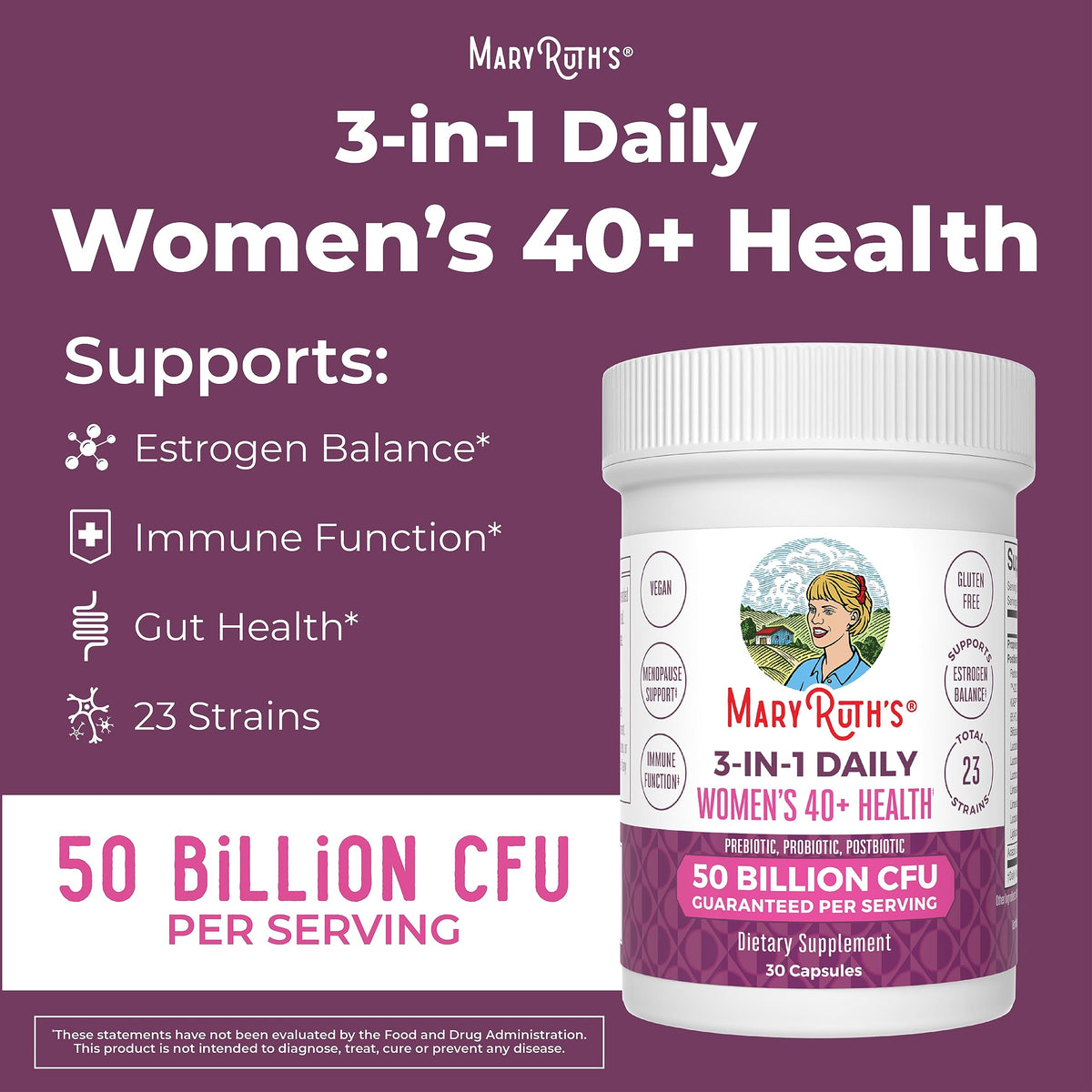 Mary Ruth's 3 in 1 Women's 40+ Health Probiotic, 30 CT MaryRuth OrganicsBuy Supplements Australia