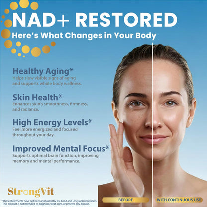 1000mg NAD Supplement with Resveratrol - Advanced Liposomal NAD+ Supplements for Men and Women - Anti-Aging Cell Regenerator - 60 NAD Plus Capsules for Energy & Cellular Health StrongVitBuy Supplements Australia